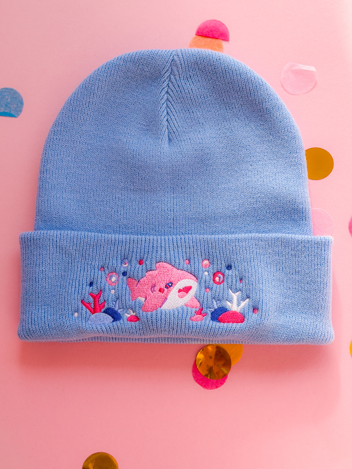 Happy Shark Winter Hat | Light Blue Warm Beanie | Kawaii Aesthetic Birthday Gift for Her | Christmas Present for Him | Miamouz