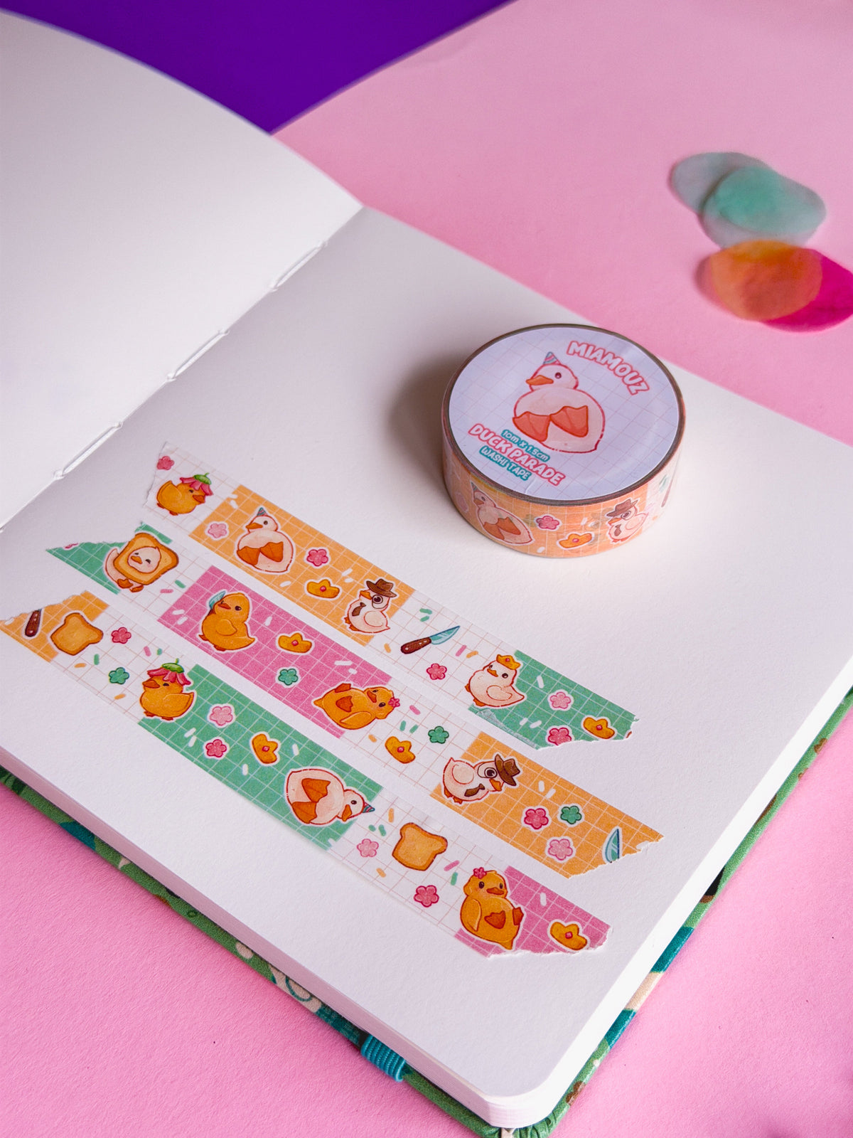 SAMPLE Duck Parade Washi Tape | 10m x 15mm Roll | Artist Masking Tape | Decorative Planner Tape | Kawaii Calendar Journal Stationery