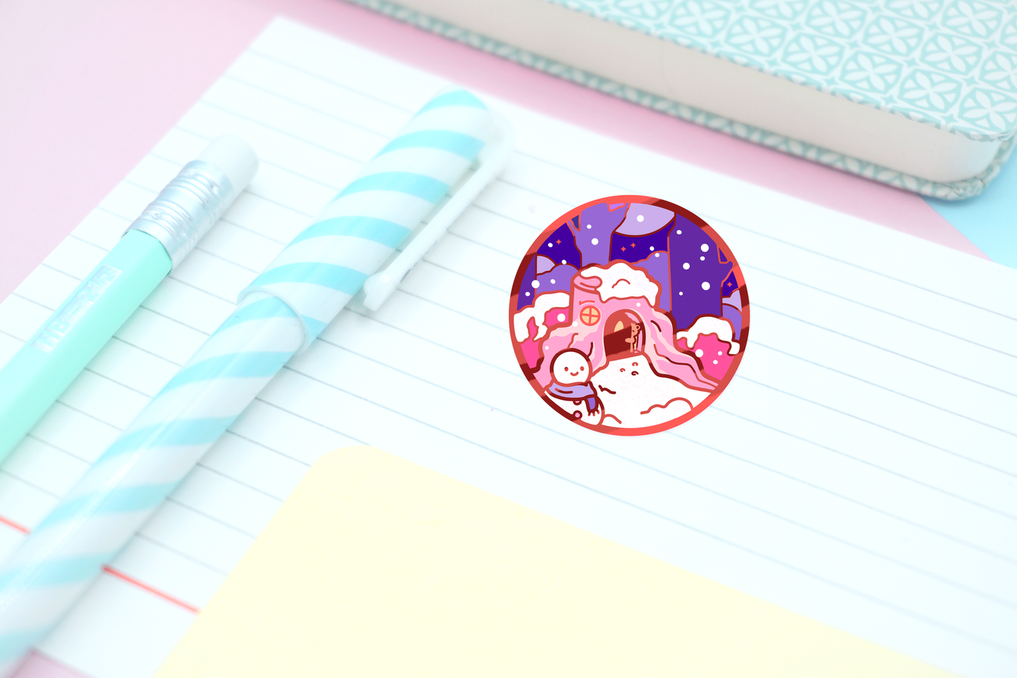 Snow Globe with Cozy House Enamel Pin | Winter Bear Hard Enamel Pin | Cute Art | Kawaii Aesthetic Birthday Gift | Christmas Present