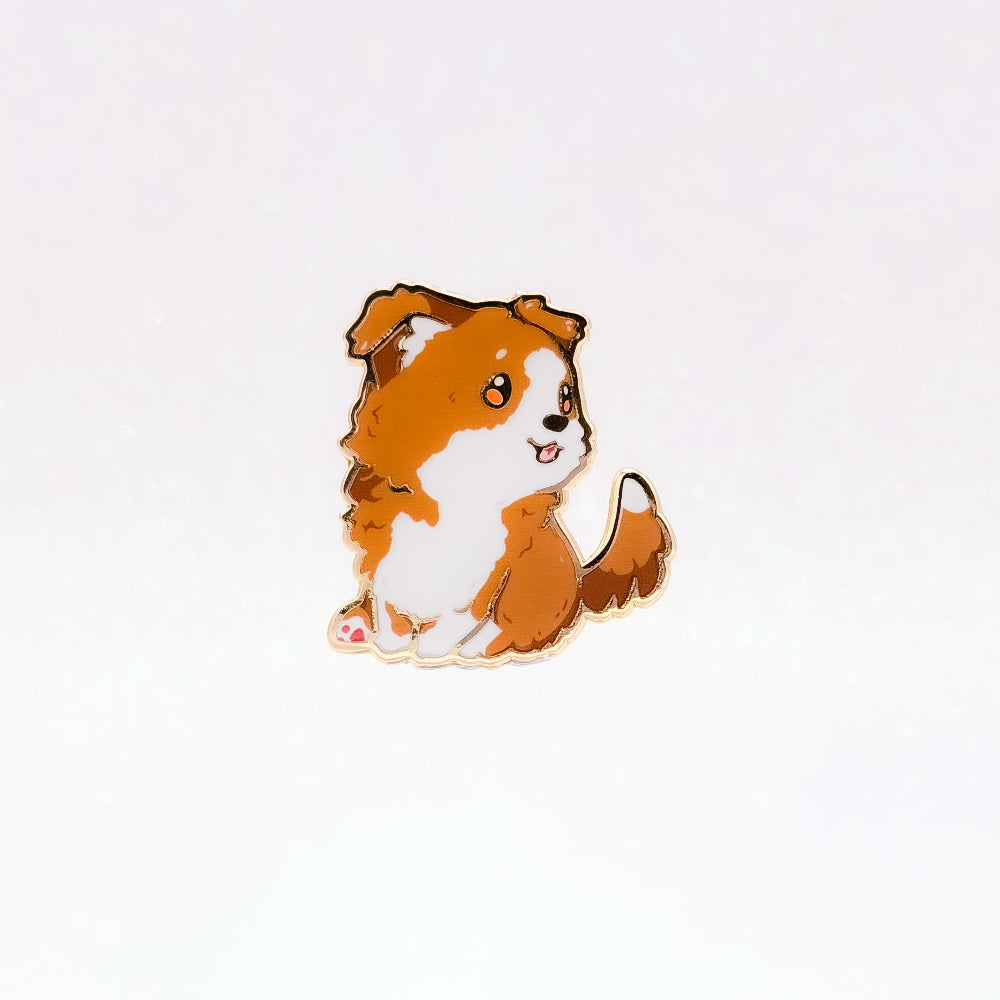 Australian Shepherd | Border Collie | Sheltie | Brown & White | Dog Breeds Hard Enamel Pin | Kawaii Birthday Gift | Christmas Present | Miamouz