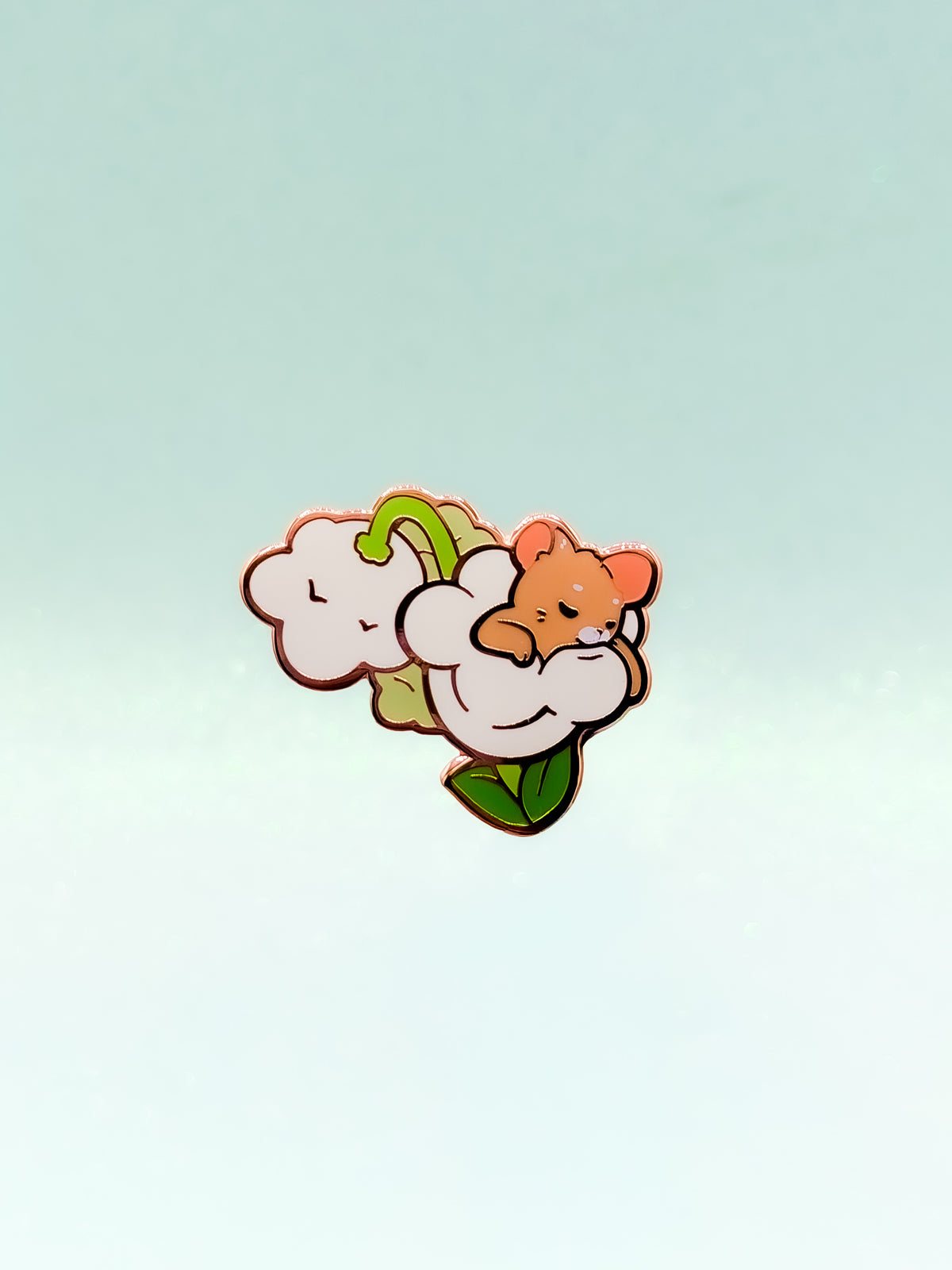 Sleepy Mouse Enamel Pin | Cute Lily Of The Vale Hard Enamel Pin | Rat Art | Kawaii Aesthetic Birthday Gift | Christmas Present