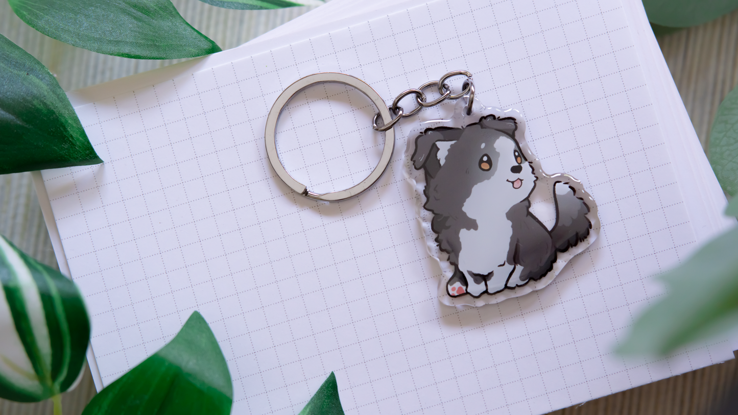 Border Collie Sheltie Shetland Sheepdog Schlüsselanhänger | Niedliches Tier | Hunderassen-Anhänger | Geburtstagsgeschenk | Weihnachtsgeschenk | Hunde-Acryl-Schlüsselanhänger
