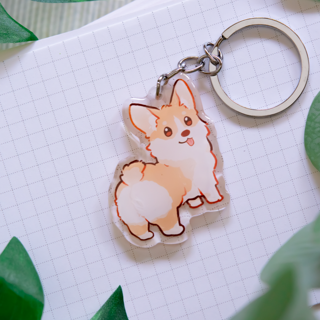 Corgi-Schlüsselanhänger | Süßes Tier | Hunderassen-Anhänger | Geburtstagsgeschenk | Weihnachtsgeschenk für sie | Hunde-Schlüsselanhänger aus Acryl