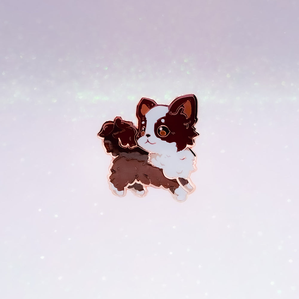 Long-haired Chihuahua Brown & White | Dog Breeds Hard Enamel Pin | Kawaii Birthday Gift | Christmas Present | Miamouz