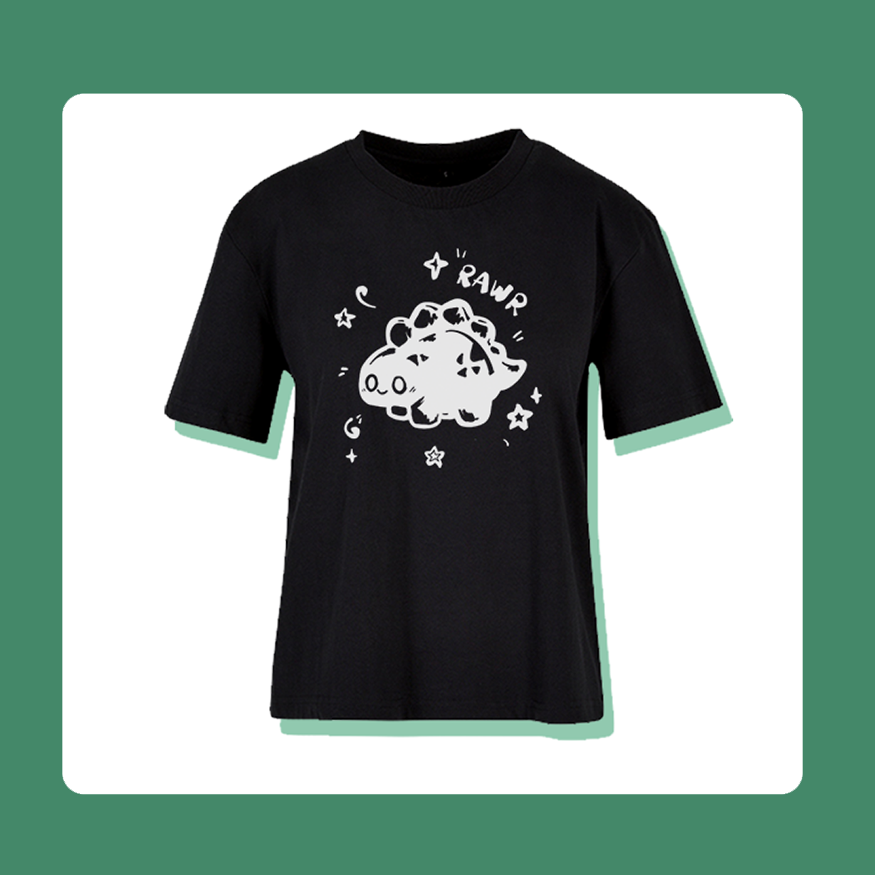 Last Piece S Rawr Dinosaur Cat T-Shirt | Oversized Feminine Cut | Handprinted Tshirt | Miamouz (Kopie)