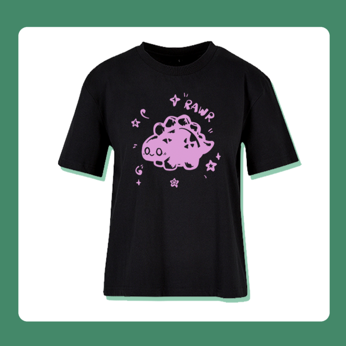 Last Piece S Rawr Dinosaur T-Shirt | Oversized Feminine Cut | Handprinted Tshirt | Miamouz