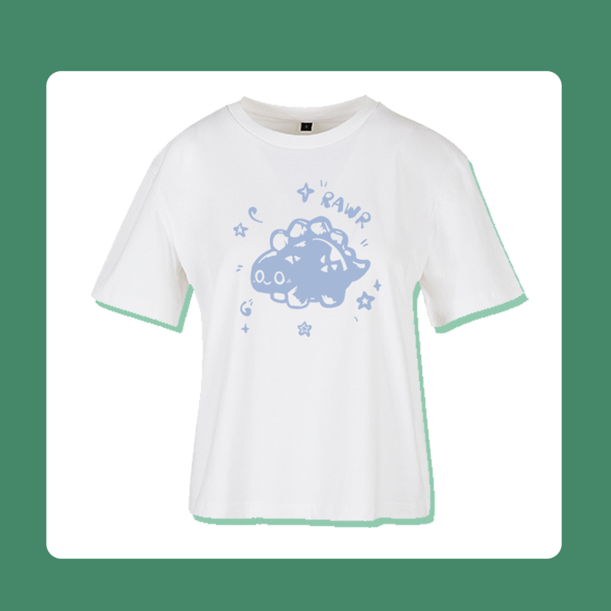 Last Piece XS Rawr Dinosaur Cat T-Shirt | Oversized Feminine Cut | Handprinted Tshirt | Miamouz