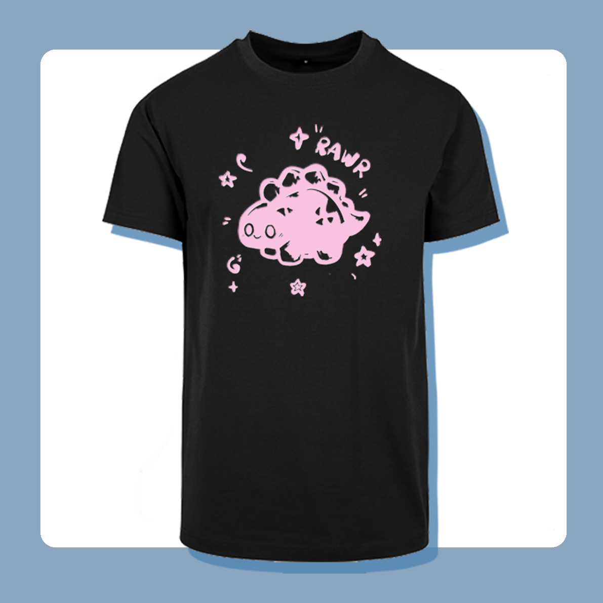 Last Piece S Rawr Dinosaur Thick Fabric T-Shirt | Unisex Cut | Handprinted Tshirt | Miamouz