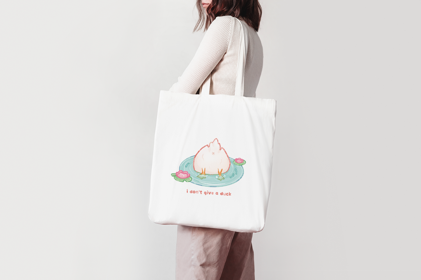 I don't give a duck | Cute Duck Tote Bag 100% Cotton | Shopping Bag | Jute Bag | Art Purse | Duck Lovers | Miamouz