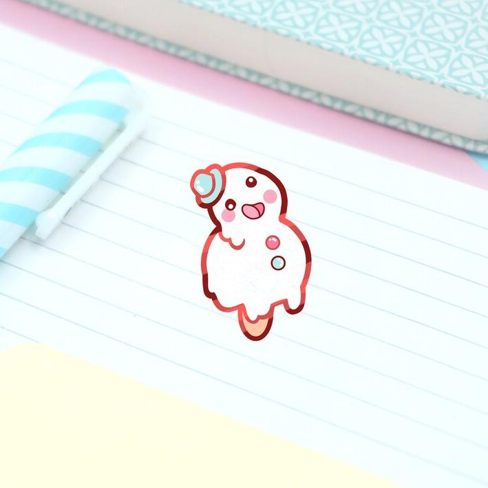 Melting Snow Man Enamel Pin | Cute Crooked Ice Cream Hard Enamel Pin | Cute Art | Kawaii Aesthetic Birthday Gift | Christmas Present