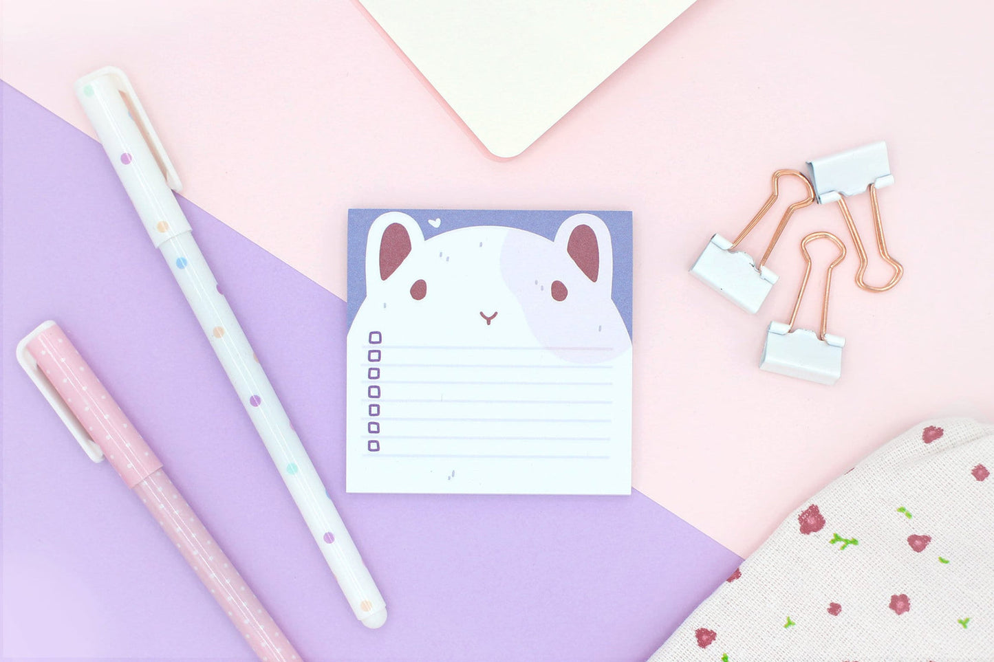 Haftnotizblock mit Hamster-Motiv | Briefpapier in Pastell | Scrapbooking & Kalender | Geburtstagsgeschenk | Weihnachtsgeschenk | Miamouz