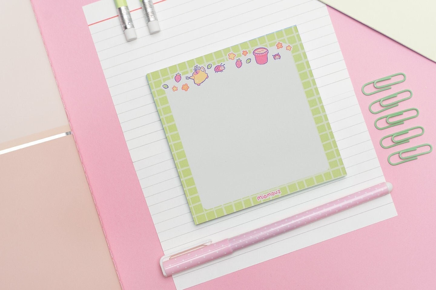 Notizblock mit Marienkäfern und Pflanzen | Notizen für Pflanzenmama und Pflanzenpapa | Ausgefallenes Briefpapier | Pastellfarbenes Kalendertagebuch | Geburtstagsgeschenk für sie | Miamouz