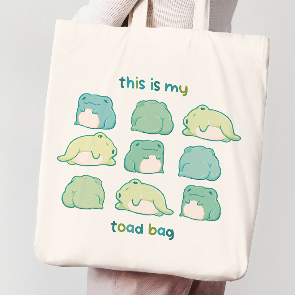 This Is My Toad Bag Cute Frog Tote Bag 100 Cotton Shopping Bag Jute Bag Art Purse Toad Lovers Miamouz