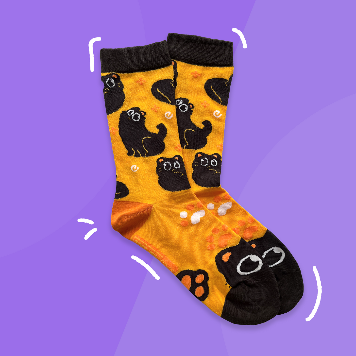 Colorful Black Cat Socks | Void Cat | Cute Funny Sock | Handmade by Artist | Kawaii Birthday Gift for Her | Christmas Present for Him