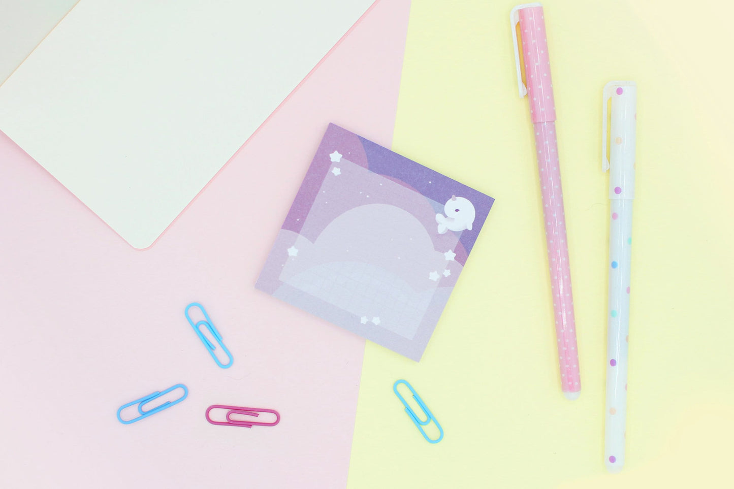 Cute Narwhal and Clouds Sticky Notepad | Pastel Stationery | Scrapbooking & Calendar Journals | Birthday Gift | Christmas Present | Miamouz