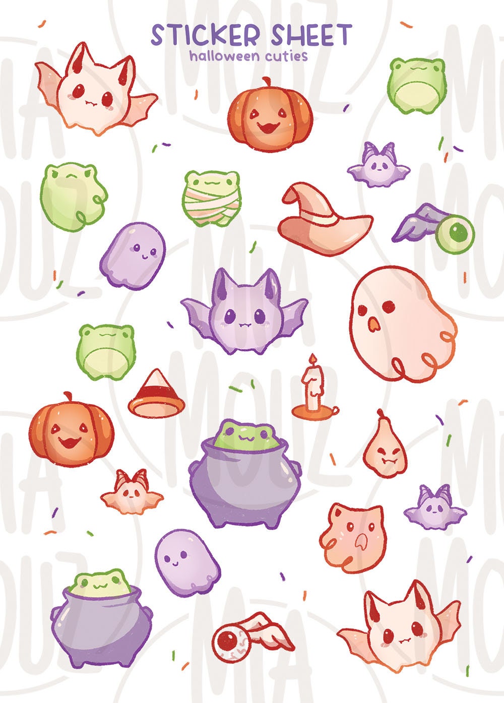 Halloween Cuties Aufkleber | A6 Matte Aufkleberbogen | Kürbisgeist Vinyl Aufkleberbogen | Journaling | Kinder Illustration | Miamouz