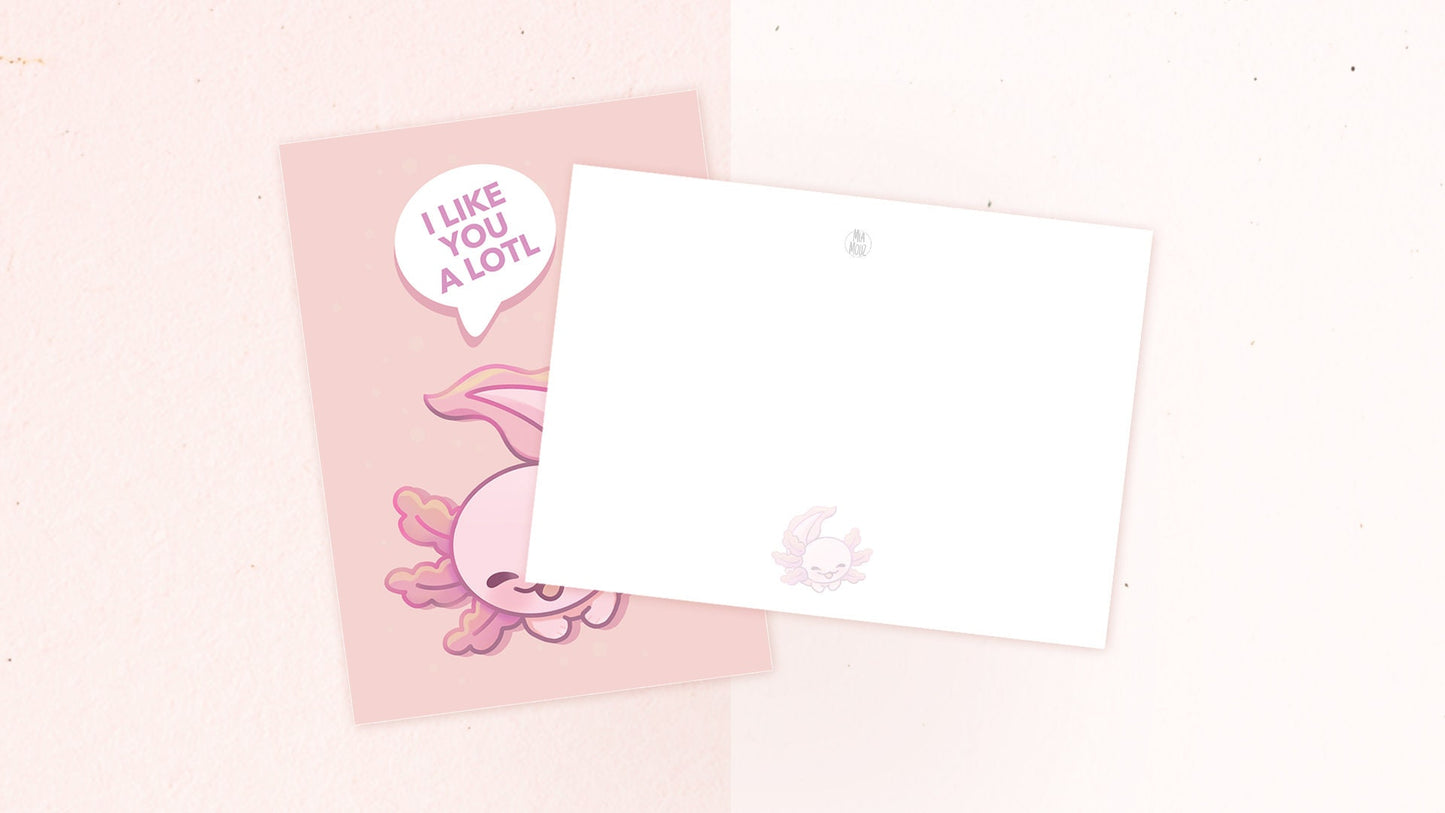 Ich mag dich sehr | A6 Axolotl Postkarte | Grußkarte | Wohndeko | Wandkunst | Miamouz