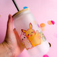 Sample Island Friends Handprinted Glass Tumbler | Little Monsters Mug | 520ml | Matte Frosted