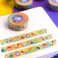 Paleo Pals Washi Tape | 10m x 15mm Roll | Artist Masking Tape | Decorative Planner Tape | Kawaii Calendar Journal Stationery