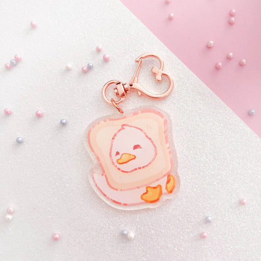 Toast Duck Acrylic Keychain | Cute Animal Art | Duckling Key Charm | Aesthetic Birthday Gift for Her | Christmas Present | Miamouz