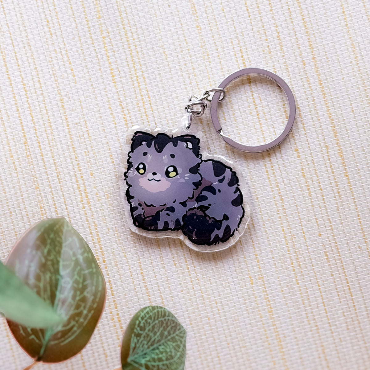 Fluffy Grey Tabby Cat Breed Keychain | Cute Animal | ESH Breed Charm | Birthday Gift | Christmas Present for her | Cats Acrylic Key Chain
