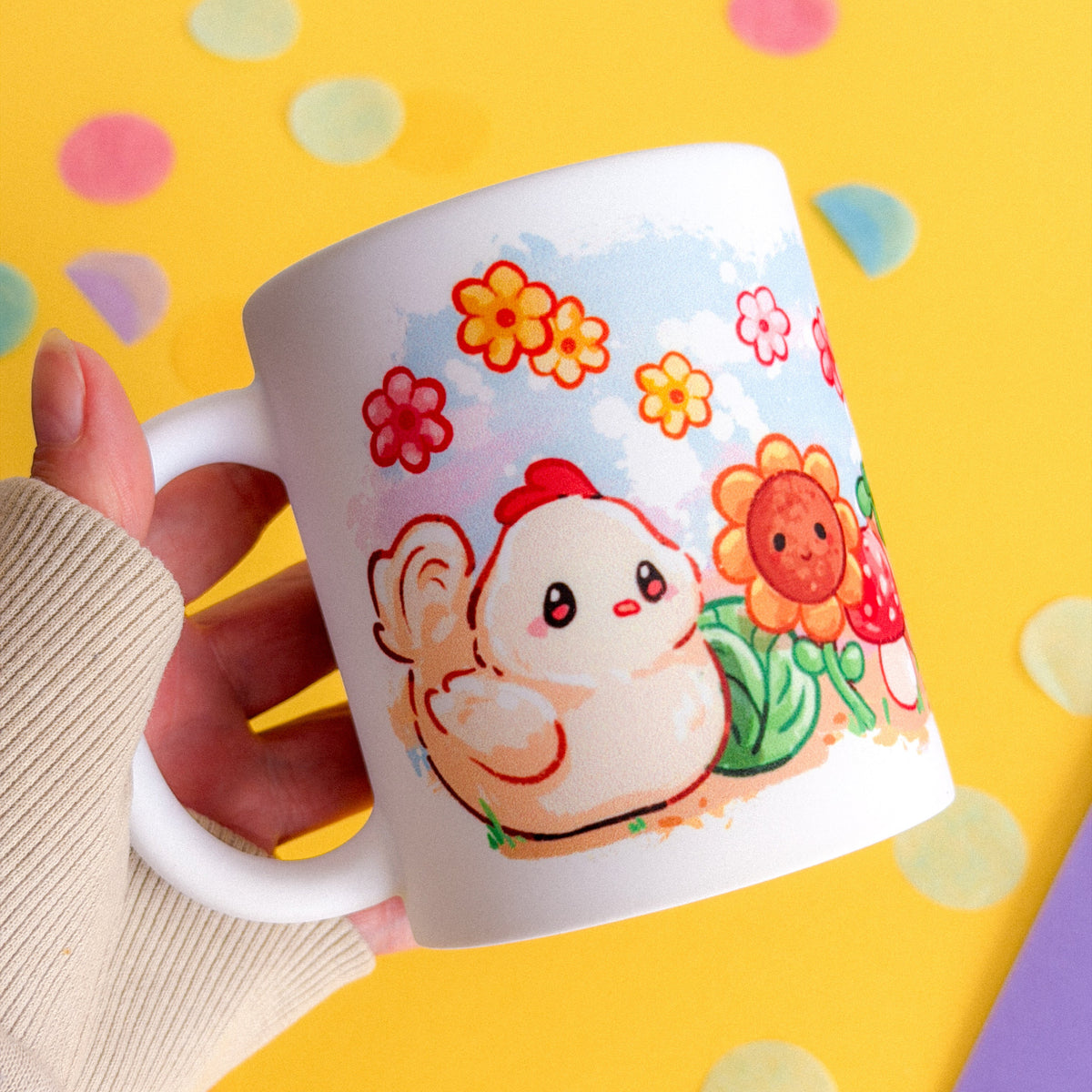 Farm Friends Handprinted Mug | Farmland Ducks & Chicken Mugs | 330ml | Matte