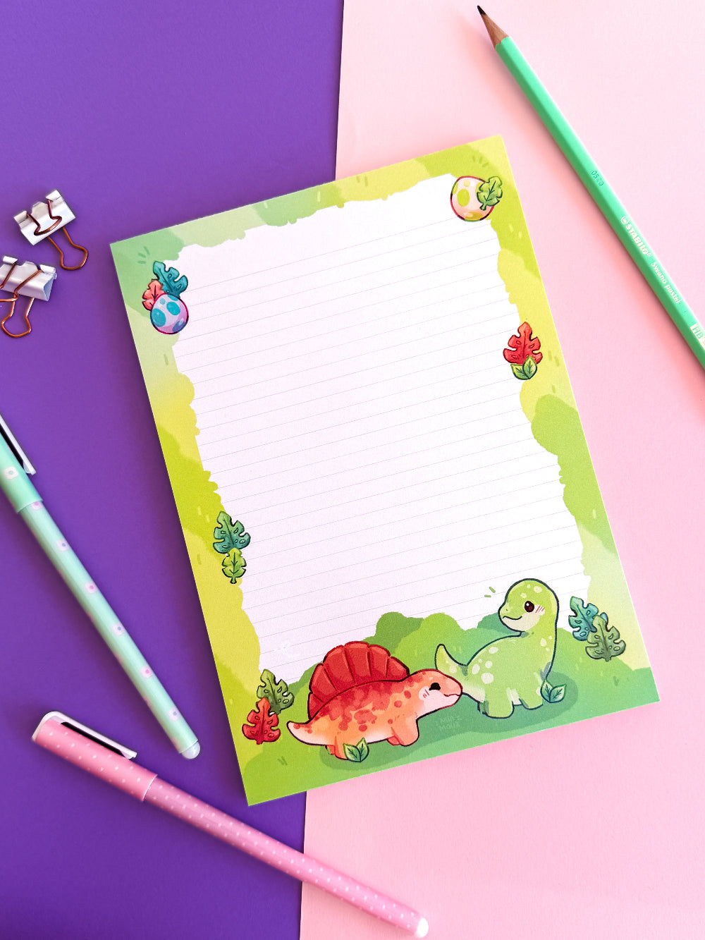 Dinosaur Adventure Notepad | A5 | Whimsical Stationery | Lined Notes | Birthday Gift