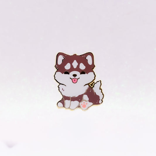 Husky Alaskan Malamute Brown & White | Dog Breeds Hard Enamel Pin | Kawaii Birthday Gift | Christmas Present | Miamouz