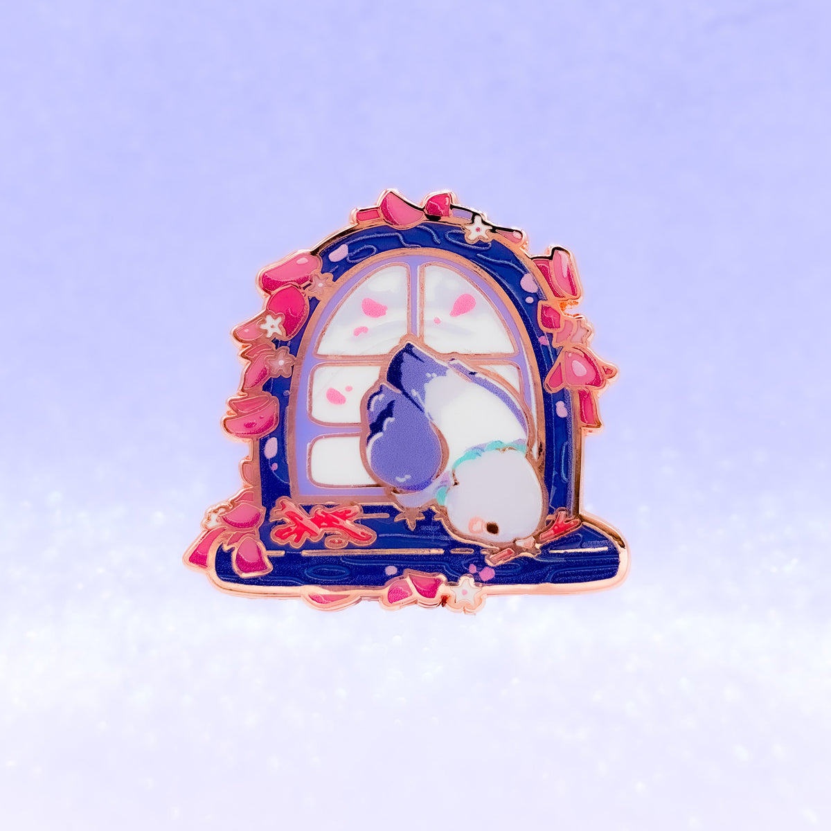 Peaceful Pigeon in Window | Hard Enamel Pin | Bird Pin | Kawaii Aesthetic Birthday Gift | Christmas Present