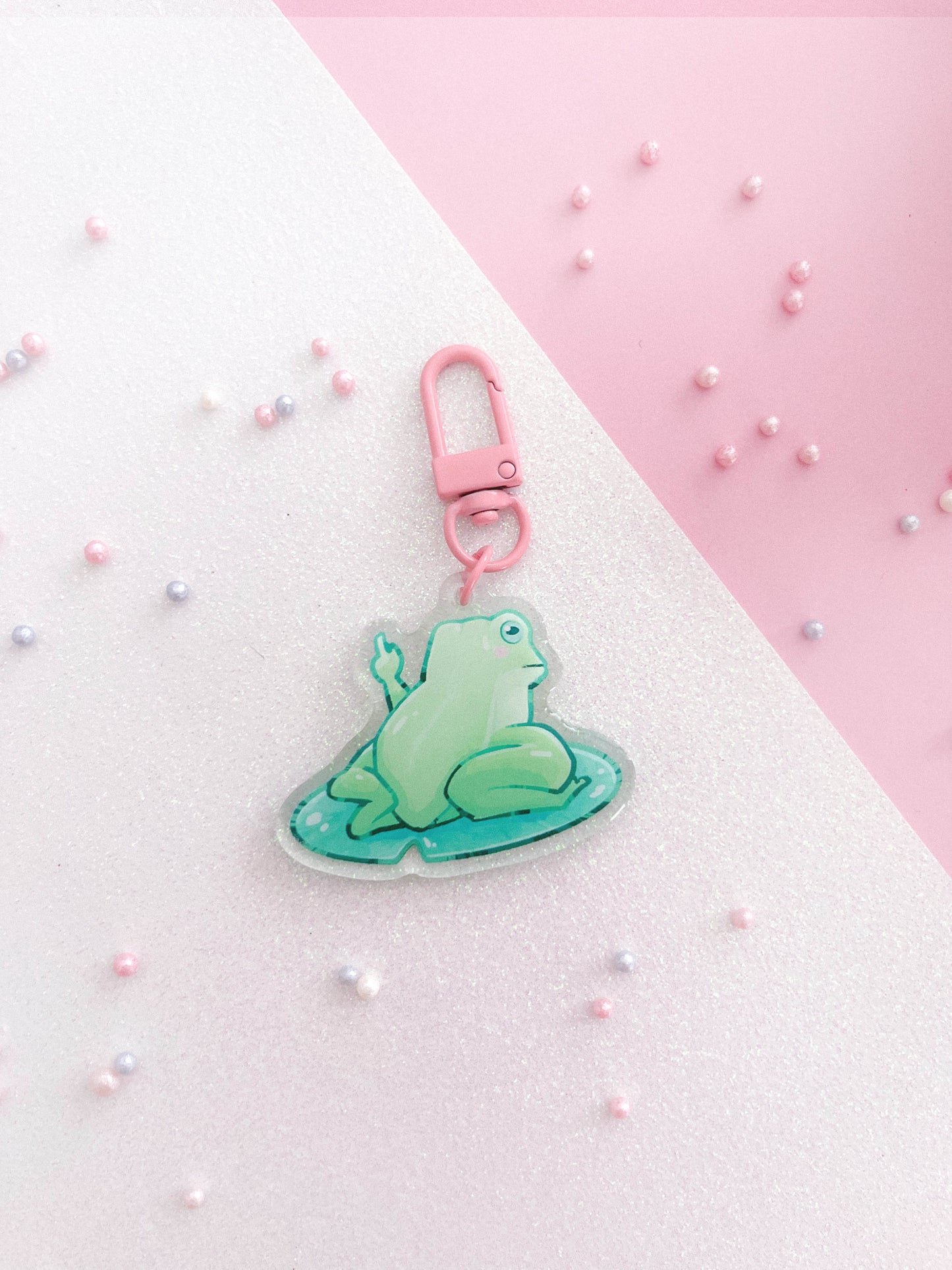 Frog Off Acrylic Keychain | Cute Animal Art | Toad Key Charm | Kawaii Fuck Off | Aesthetic Birthday Gift for Her | Christmas Present