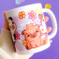 Cows Handprinted Mug | Pink & Yellow Kawaii Highland Cow Mugs | 330ml | Matte
