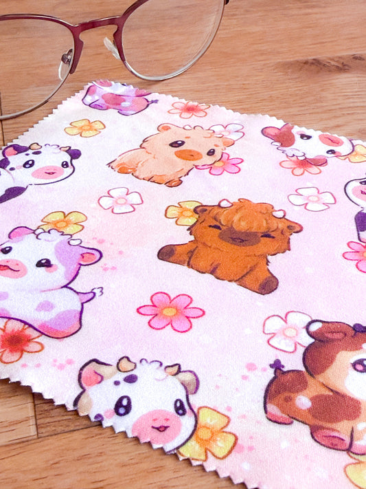 Frolicking Cows | Microfiber Cloth 15cm x 18cm | Glasses Cloth | Lens Cloth | Screen Wipe