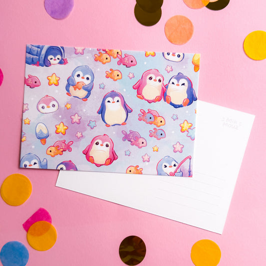 Penguins A6 Postcard | Penguin Print | Greeting Card | Home Decor | Wall Art | Miamouz