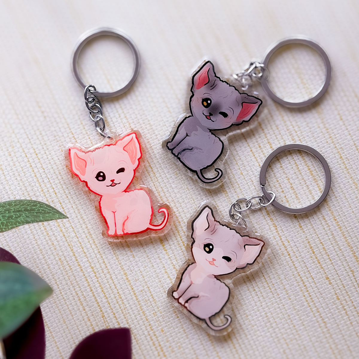 Sphynx Cat Keychain | Naked Cat | Cute Animal | Cat Breed Charm | Birthday Gift | Christmas Present | Cats Acrylic Key Chain