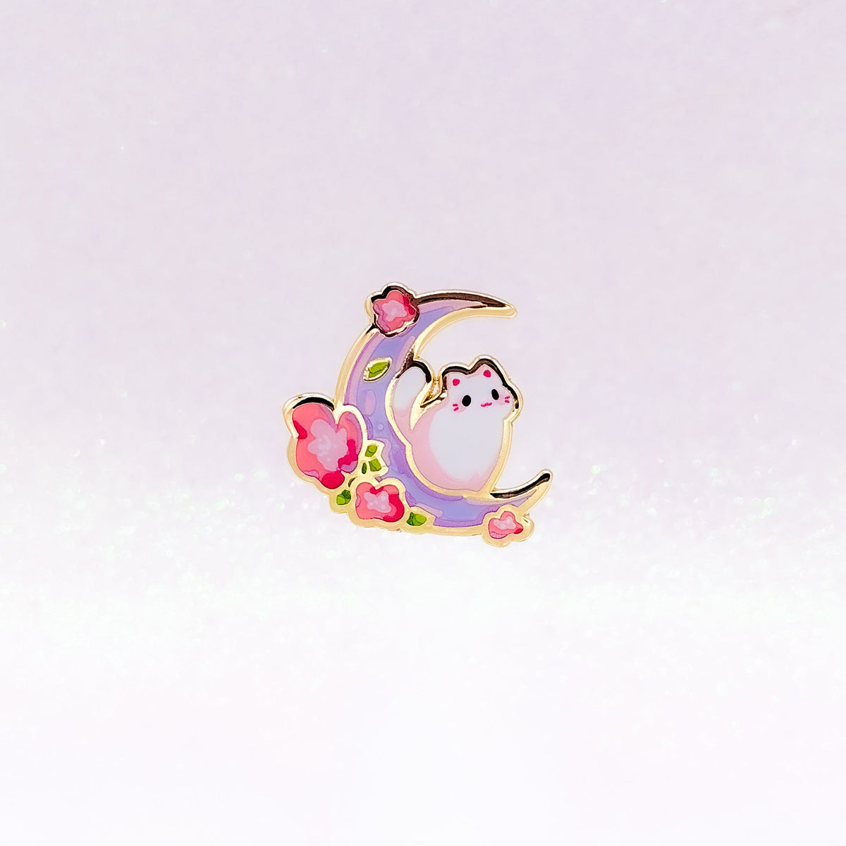 Sakura Moon Kitty | Cat Pin | Hard Enamel Pin | Kawaii Aesthetic Birthday Gift | Christmas Present