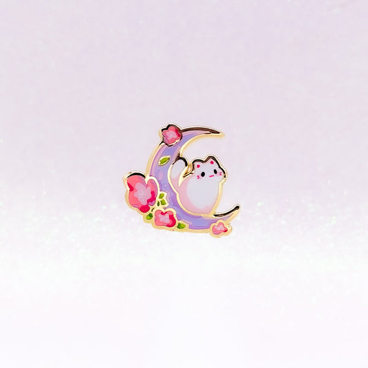 Sakura Moon Kitty | Cat Pin | Hard Enamel Pin | Kawaii Aesthetic Birthday Gift | Christmas Present