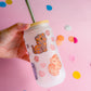 Cat Friends Handprinted Glass Tumbler | Kitty Mug | 520ml | Matte Frosted