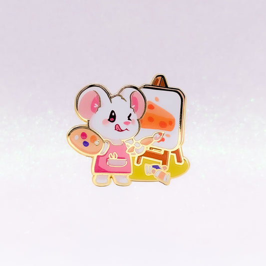 Artsy Mouse | Hard Enamel Pin | Artist Inspired Pin | Kawaii Aesthetic Birthday Gift | Christmas Present