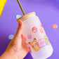 Sample Island Friends Handprinted Glass Tumbler | Little Monsters Mug | 520ml | Matte Frosted