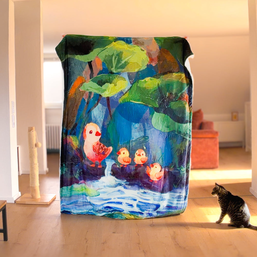 Duckling Adventure | Cozy Fluffy Fleece Blanket | 150cm x 200cm