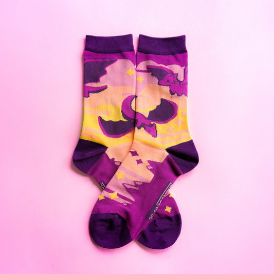 Dragons Eve Socks | Colorful Cute Funny Dragon Sock | Handmade by Artist | Kawaii Birthday Gift for Her | Christmas Present for Him