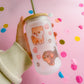 Dog Friends Handprinted Glass Tumbler | Dog Glass Mug | 520ml | Matte Frosted