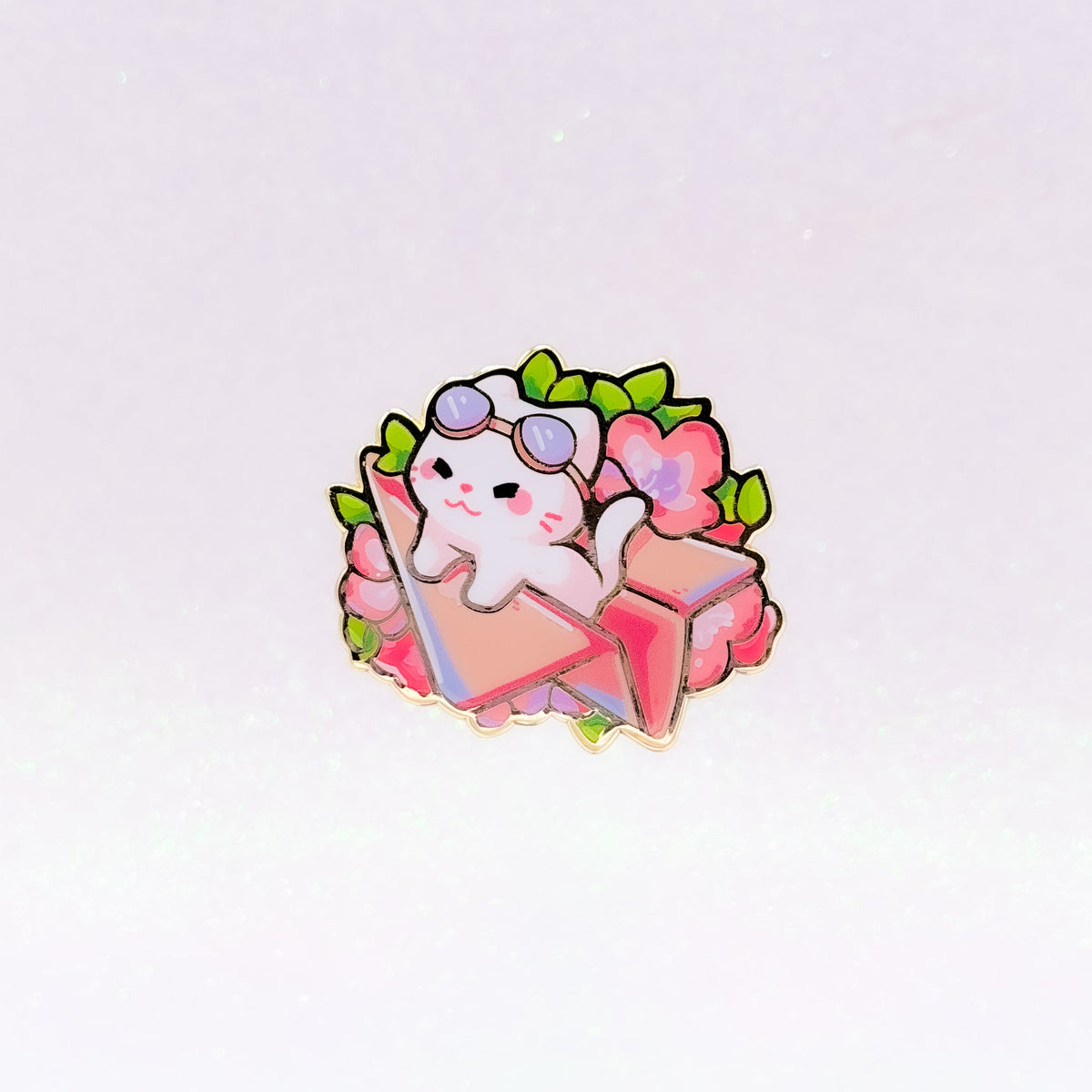 White Kitty Adventures | Cat on a Paper Plane Pin | Hard Enamel Pin | Kawaii Aesthetic Birthday Gift | Christmas Present