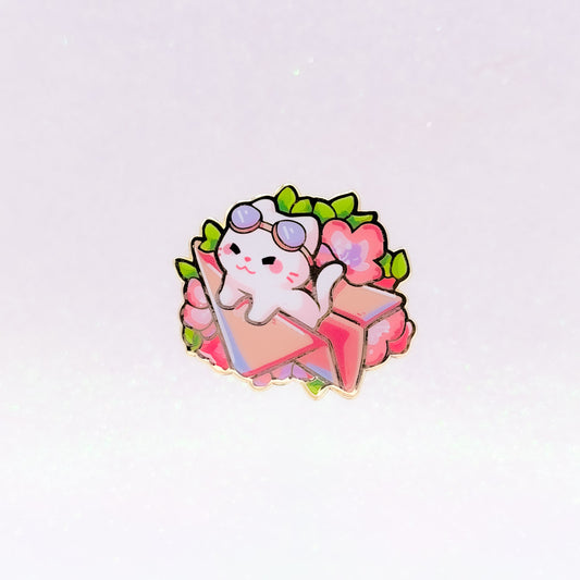 White Kitty Adventures | Cat on a Paper Plane Pin | Hard Enamel Pin | Kawaii Aesthetic Birthday Gift | Christmas Present