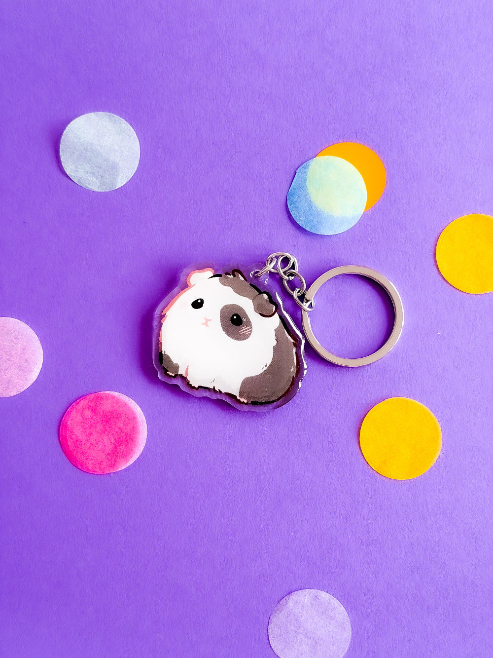 Guinea Pig Keychain | Different Fur Colors | Pet Breed Charm | Birthday Gift | Christmas Present | Acrylic Key Chain