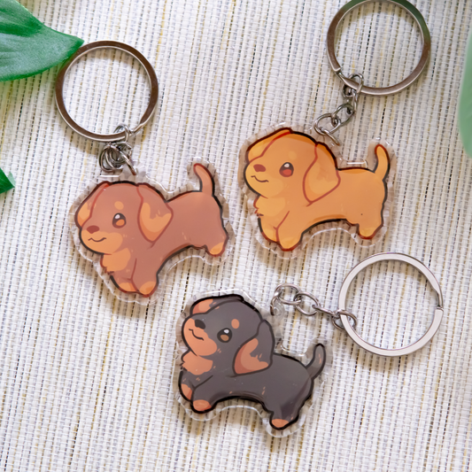 Dackel-Schlüsselanhänger | Süßes Tier | Hunderasse-Anhänger | Geburtstagsgeschenk für Sie | Weihnachtsgeschenk | Hunde-Acryl-Schlüsselanhänger