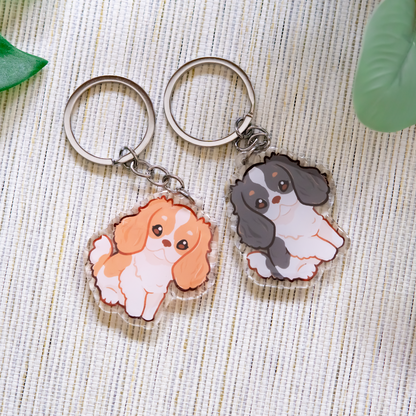 Cavalier King Charles Schlüsselanhänger | Süßes Tier | Hunderassen-Anhänger | Geburtstagsgeschenk für Sie | Weihnachtsgeschenk | Hunde-Acryl-Schlüsselanhänger