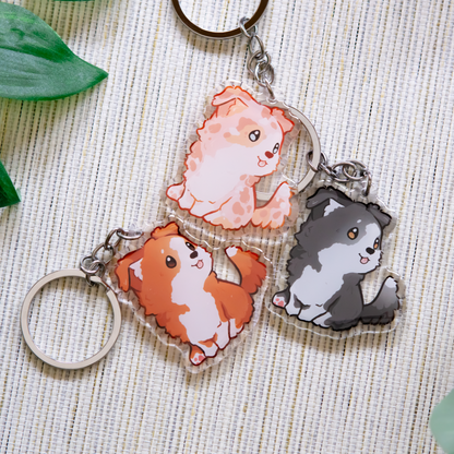 Border Collie Sheltie Shetland Sheepdog Schlüsselanhänger | Niedliches Tier | Hunderassen-Anhänger | Geburtstagsgeschenk | Weihnachtsgeschenk | Hunde-Acryl-Schlüsselanhänger