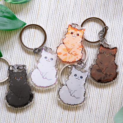 Norwegischer Maine Coon Schlüsselanhänger | Süßes Tier | Langhaariger Katzenrassen-Anhänger | Geburtstagsgeschenk | Weihnachtsgeschenk | Katzen-Acryl-Schlüsselanhänger