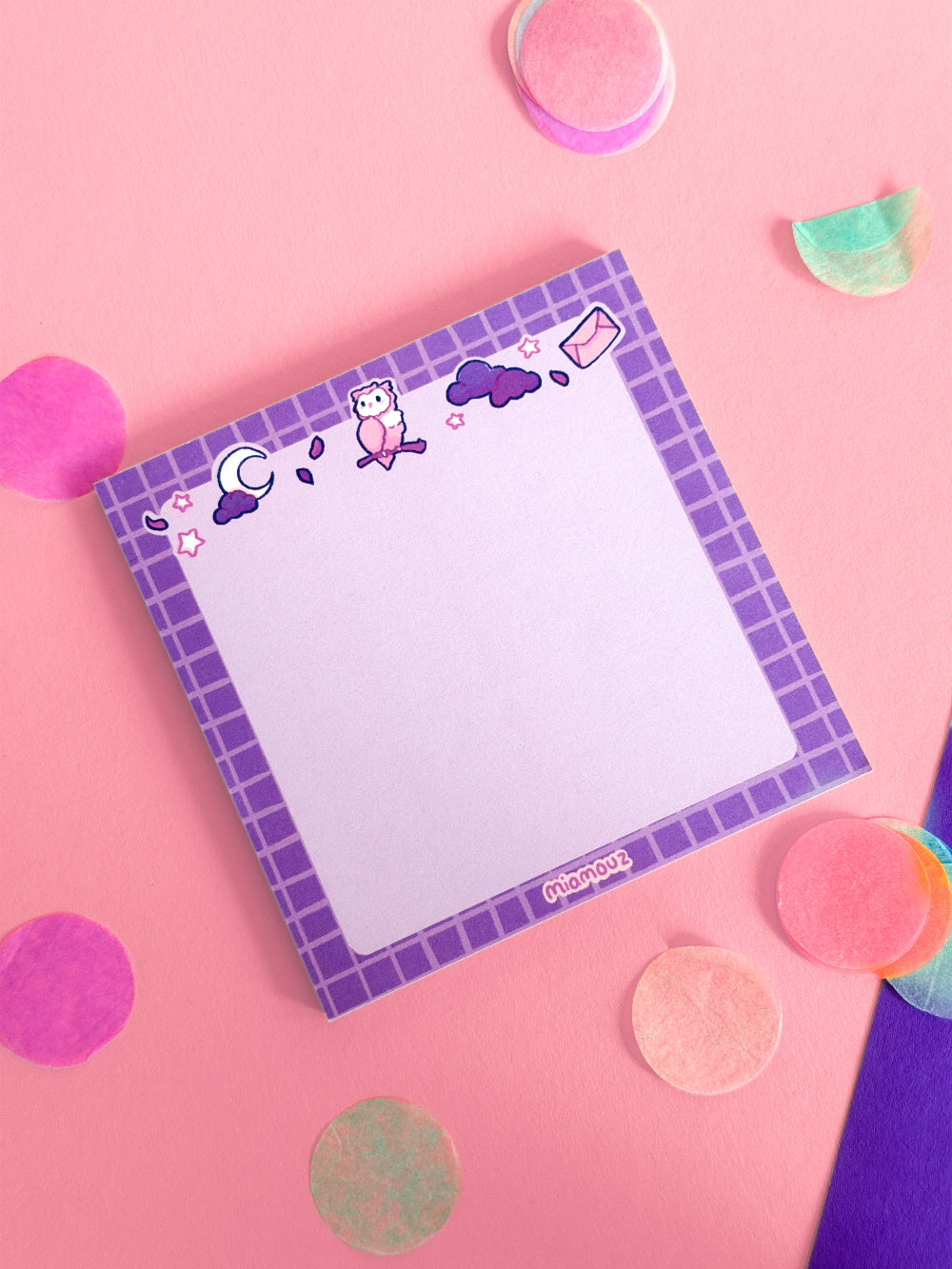 Zauberhafter Eulen-Notizblock | Verträumtes Mond- und Sternendesign | Verspieltes Briefpapier | Pastellfarbenes Kalendertagebuch | Geburtstagsgeschenk für Sie | Kunst von Miamouz